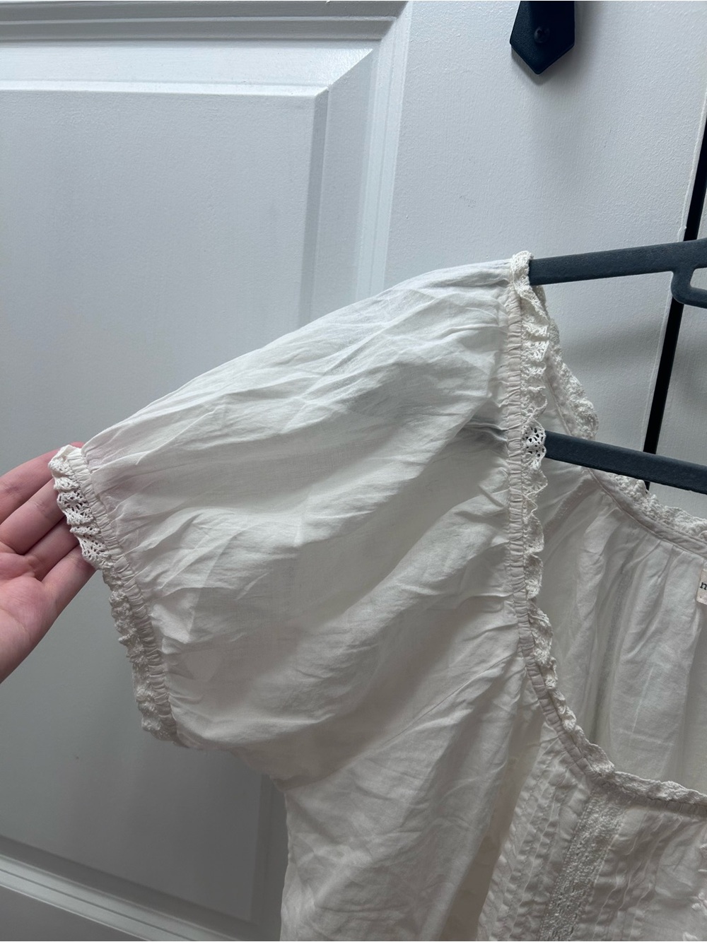 NATURAL LIFE Sweet Nothings Peasant Blouse Cotton Large Puff Sleeve Embroidered - Picture 7 of 13